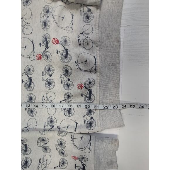 LA Soul Bicycle Print Sweatshirt Women's Grey Fleece Pullover Roses Medium - Picture 10 of 12